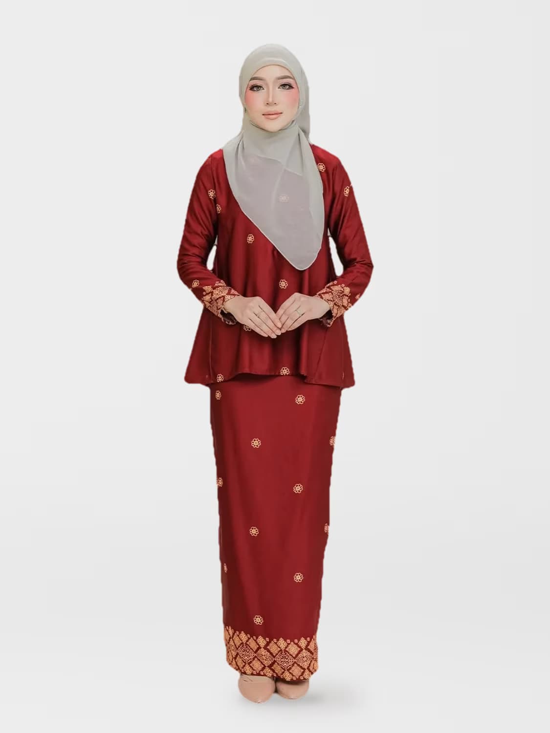 Kurung Nilam in Maroon
