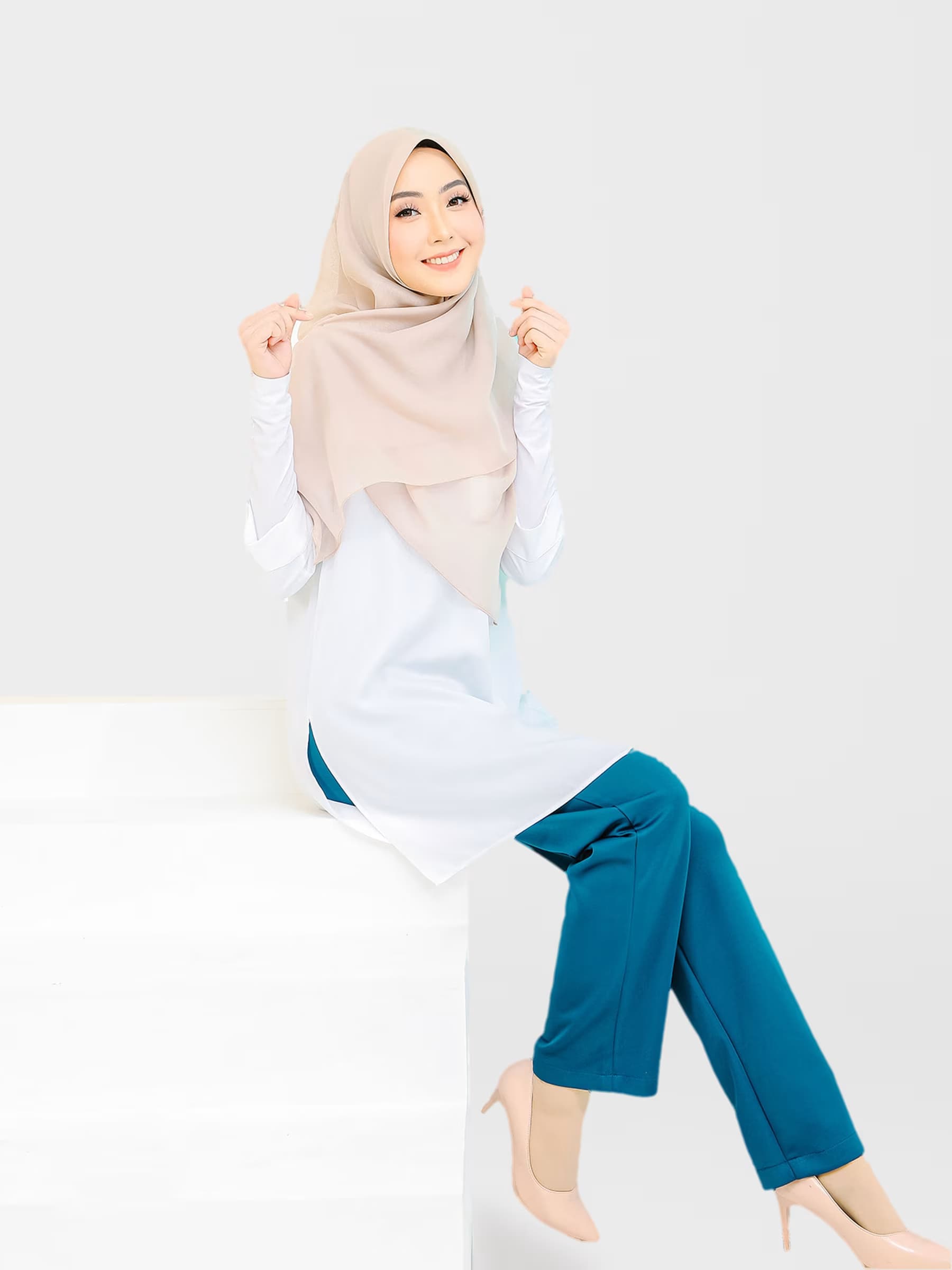 Chloe Premium Ironless Palazzo — Misty Blue