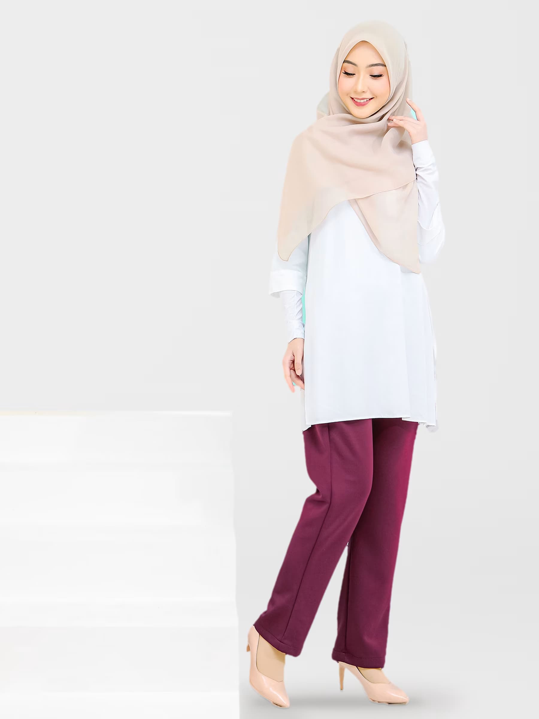 Chloe Premium Ironless Palazzo — Maroon