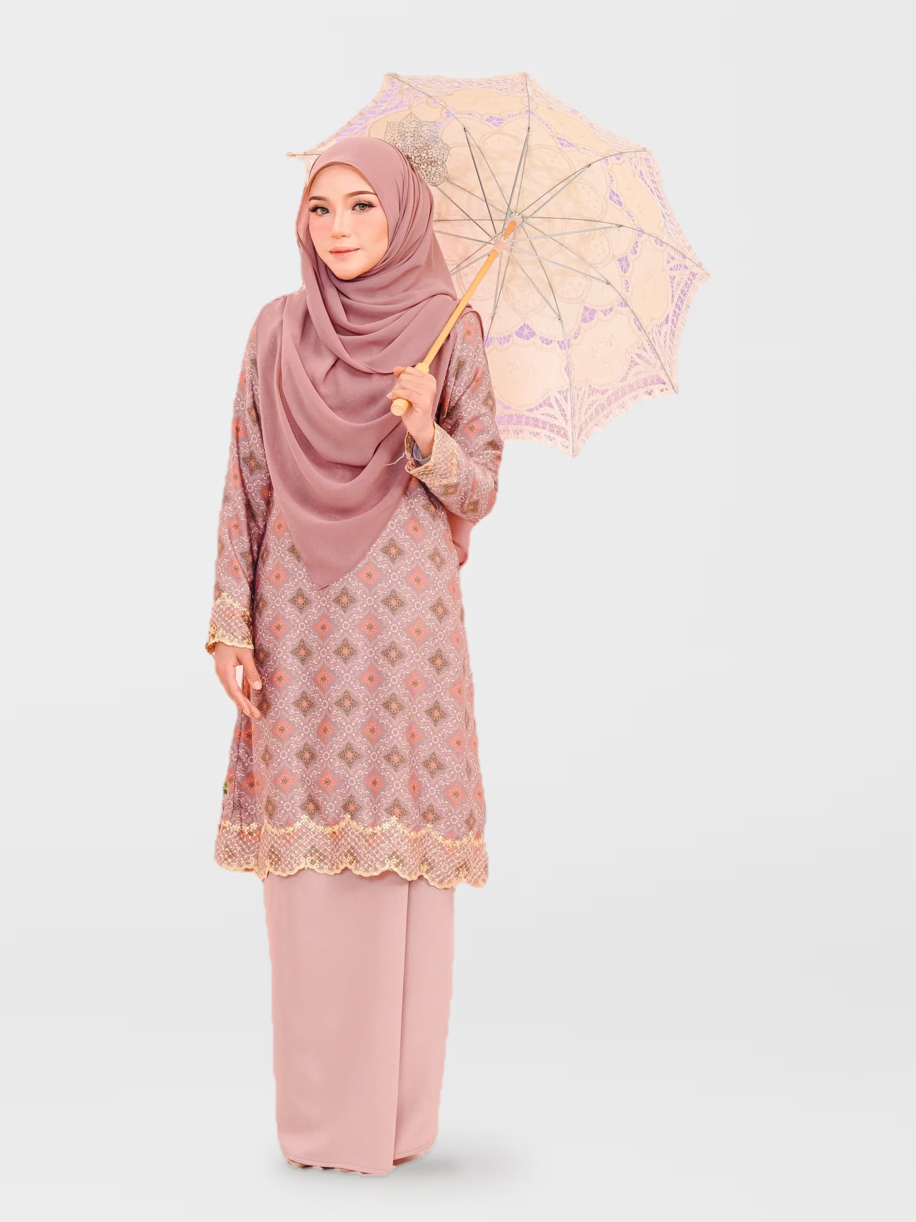 Kurung Royale Dinda — Orchid Peach