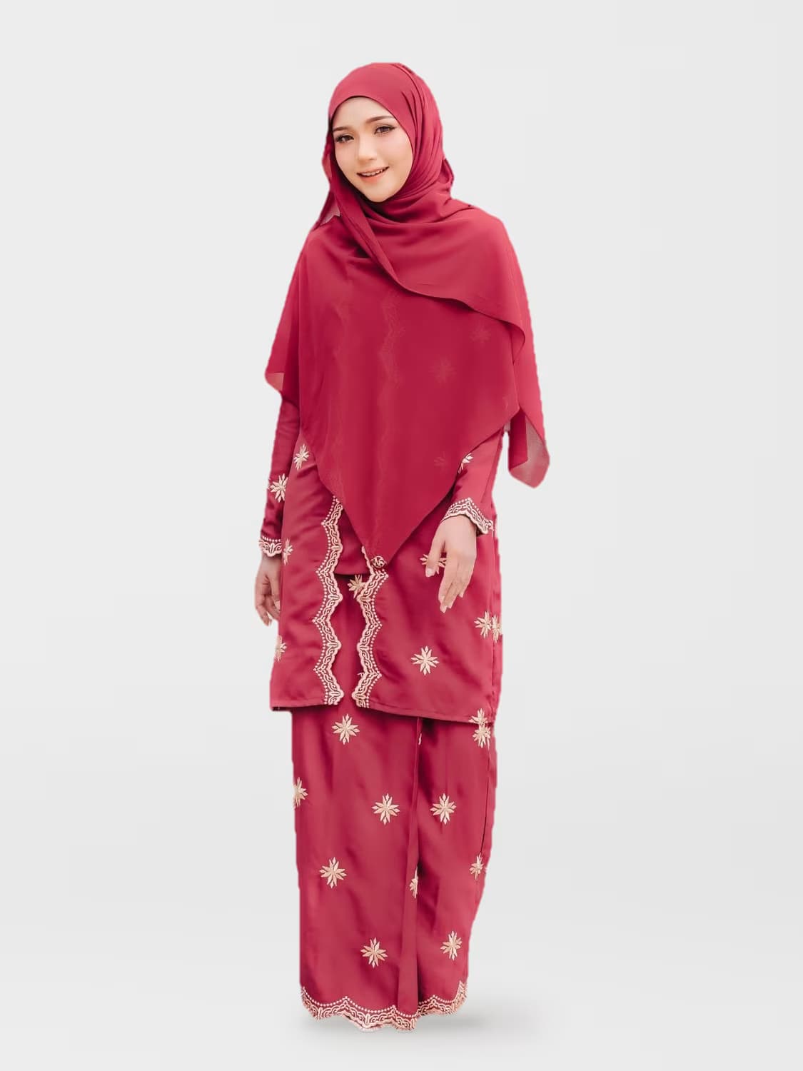 Kebarung Premium Sulam Melati™ in Maroon