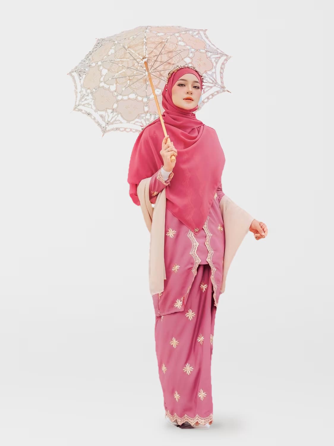 Kebarung Premium Sulam Melati™ in Rose Pink