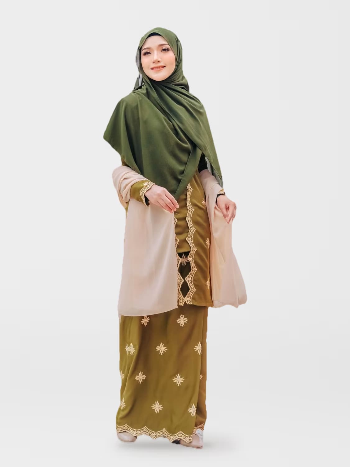 Kebarung Premium Sulam Melati™ in Olive