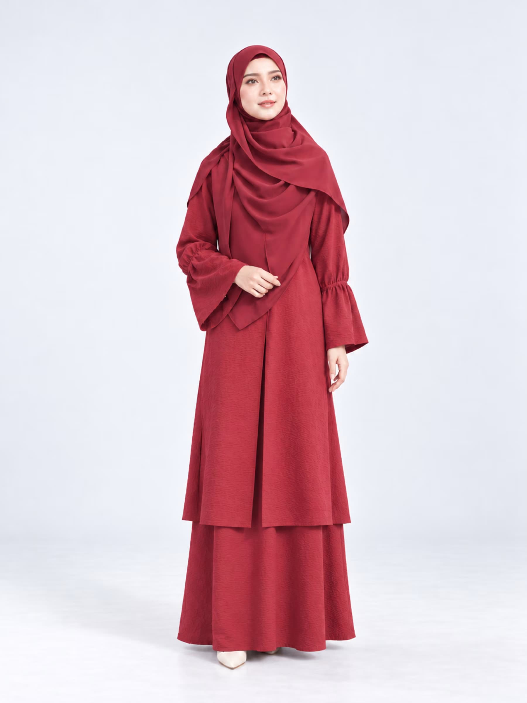 Kurung Syarie Ironless Mawar™ in Maroon