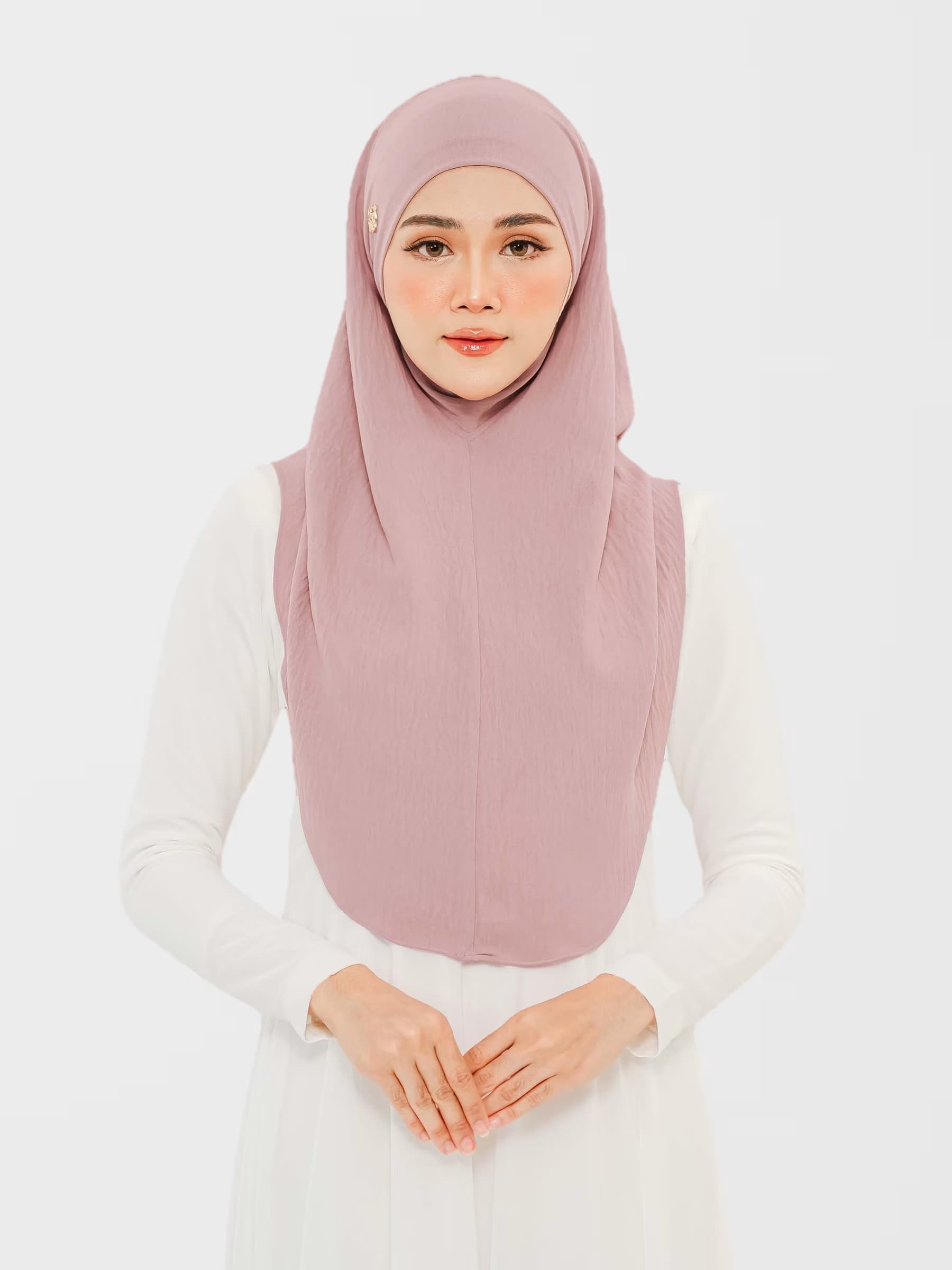 Elenor Instant Ironless Khimar — Dusty Pink