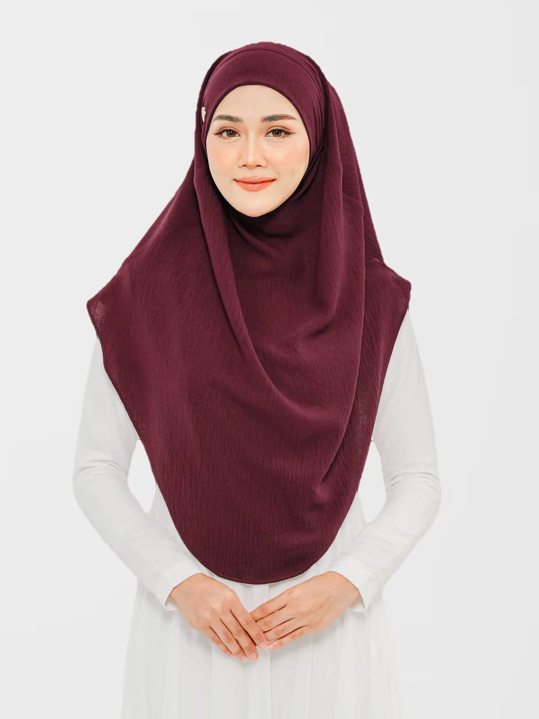 Haura Instant Ironless Khimar — Dark Maroon