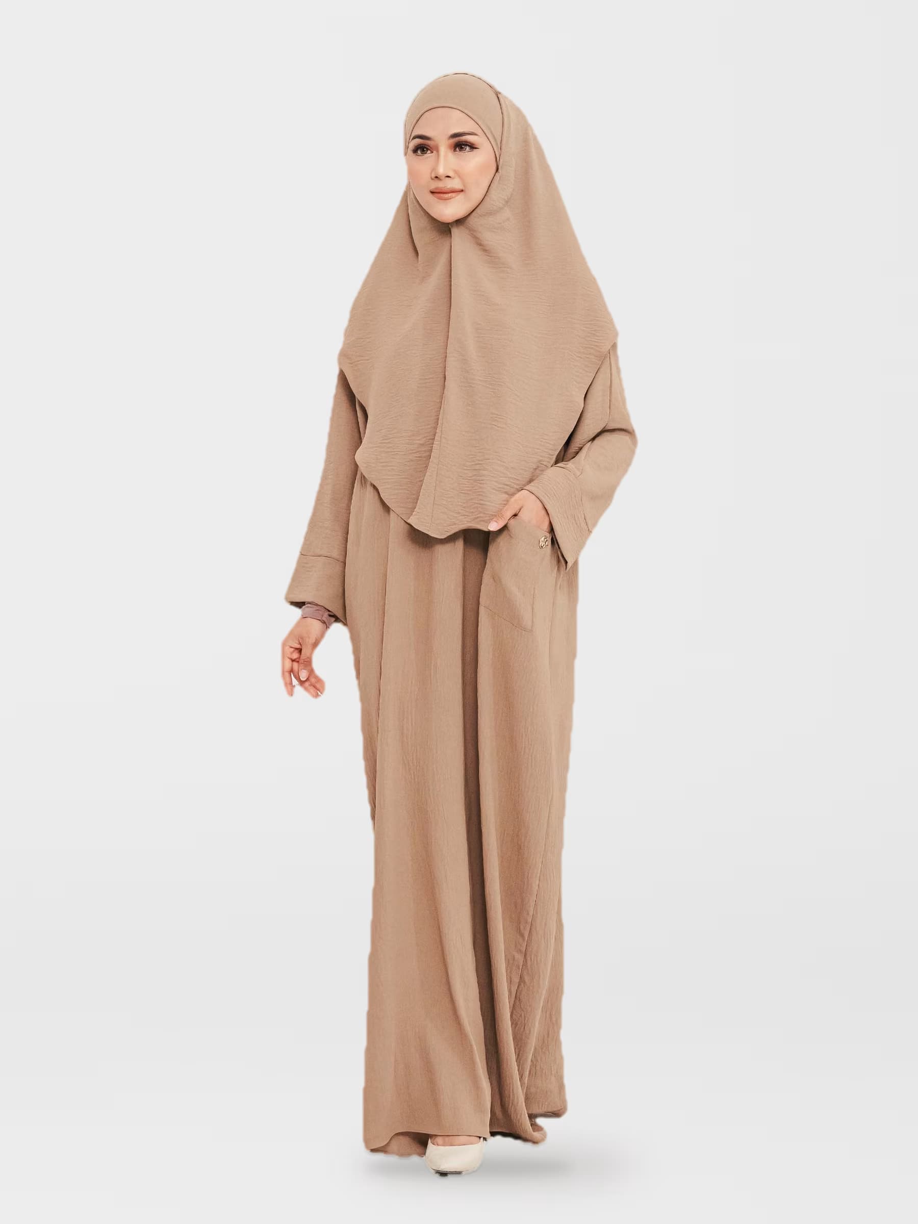 Hejrah™ Ironless Jubah Khimar in Coffee