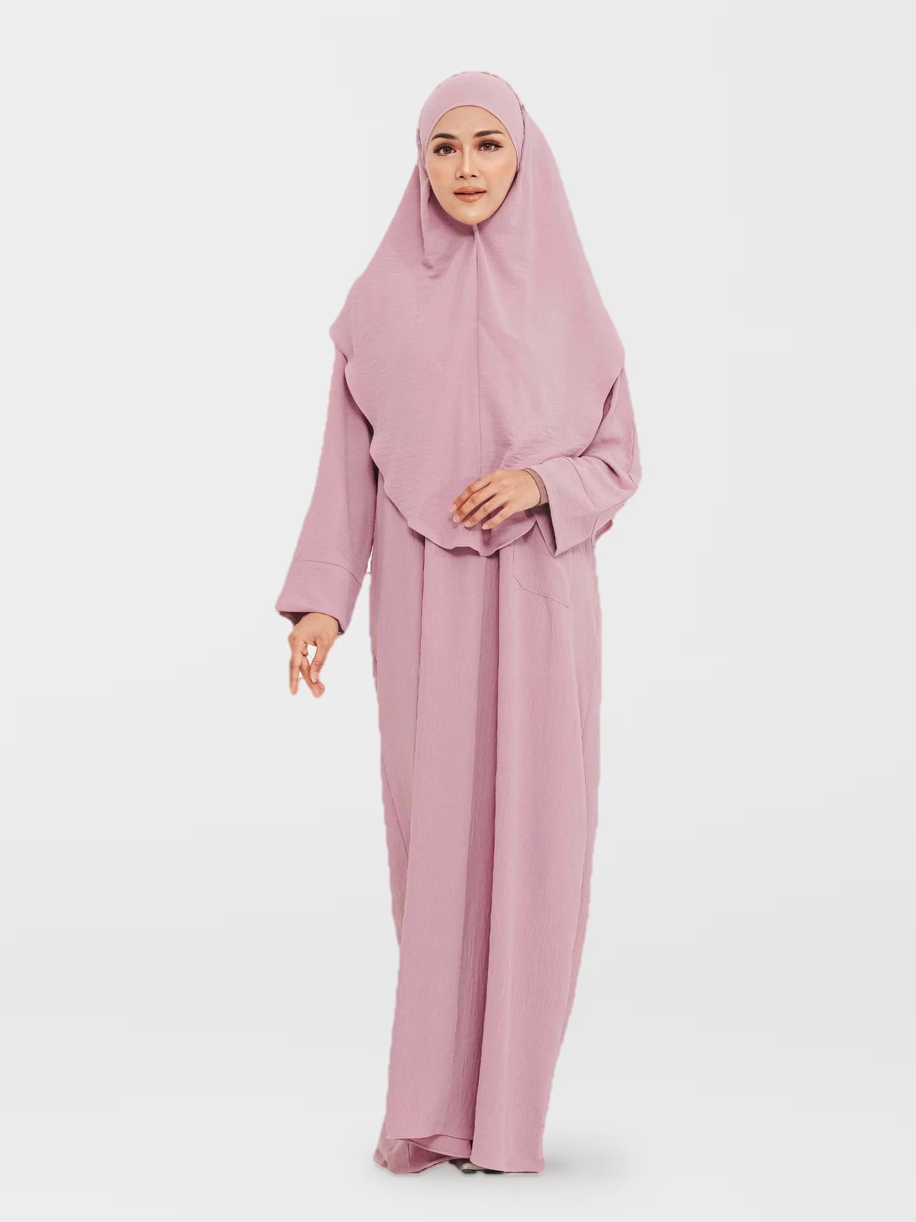 Hejrah™ Ironless Jubah Khimar in Dusty Pink
