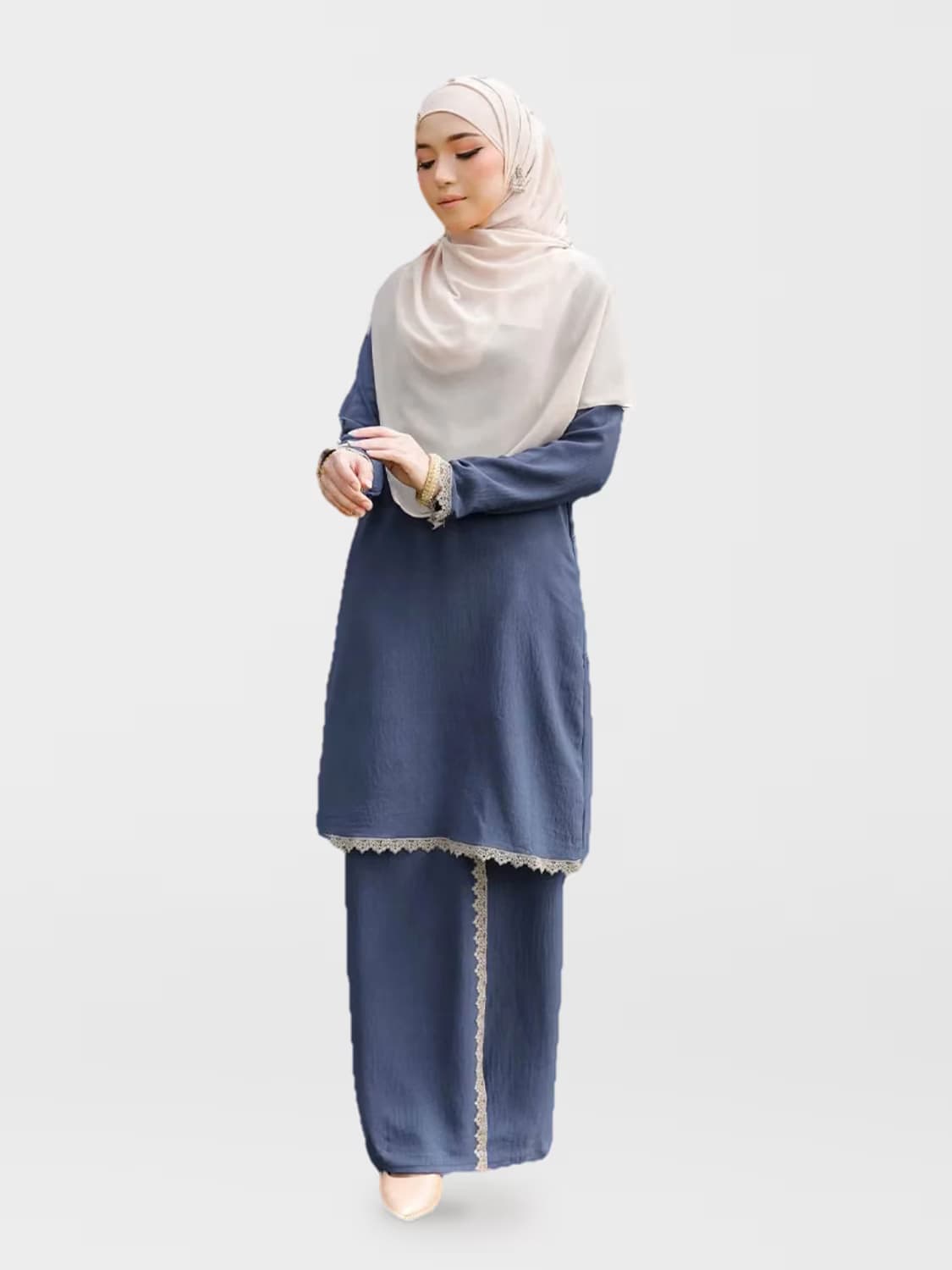 Mahsuri™ Premium Ironless Kurung in Dark Blue