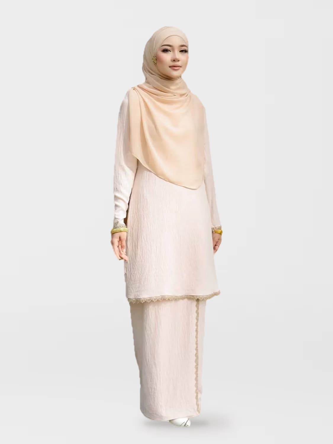 Mahsuri™ Premium Ironless Kurung in Soft Brown